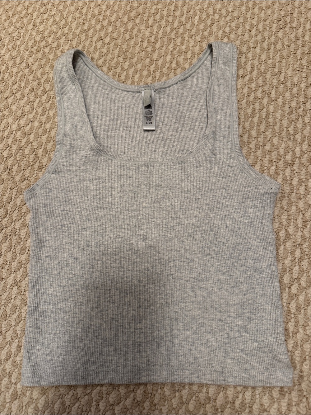 Skims Light Gray Ribbed Square-Neck Tank